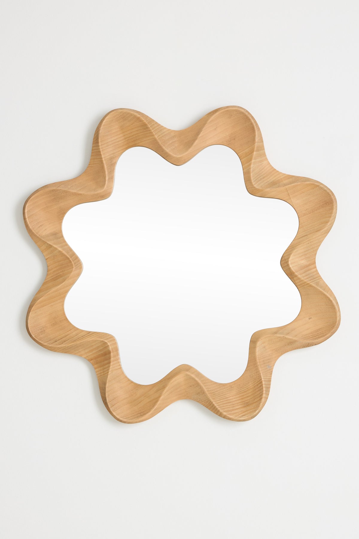 Rosa Wavy Scalloped Wood Round Wall Mirror, 36 in in 020 Brown, product view 2