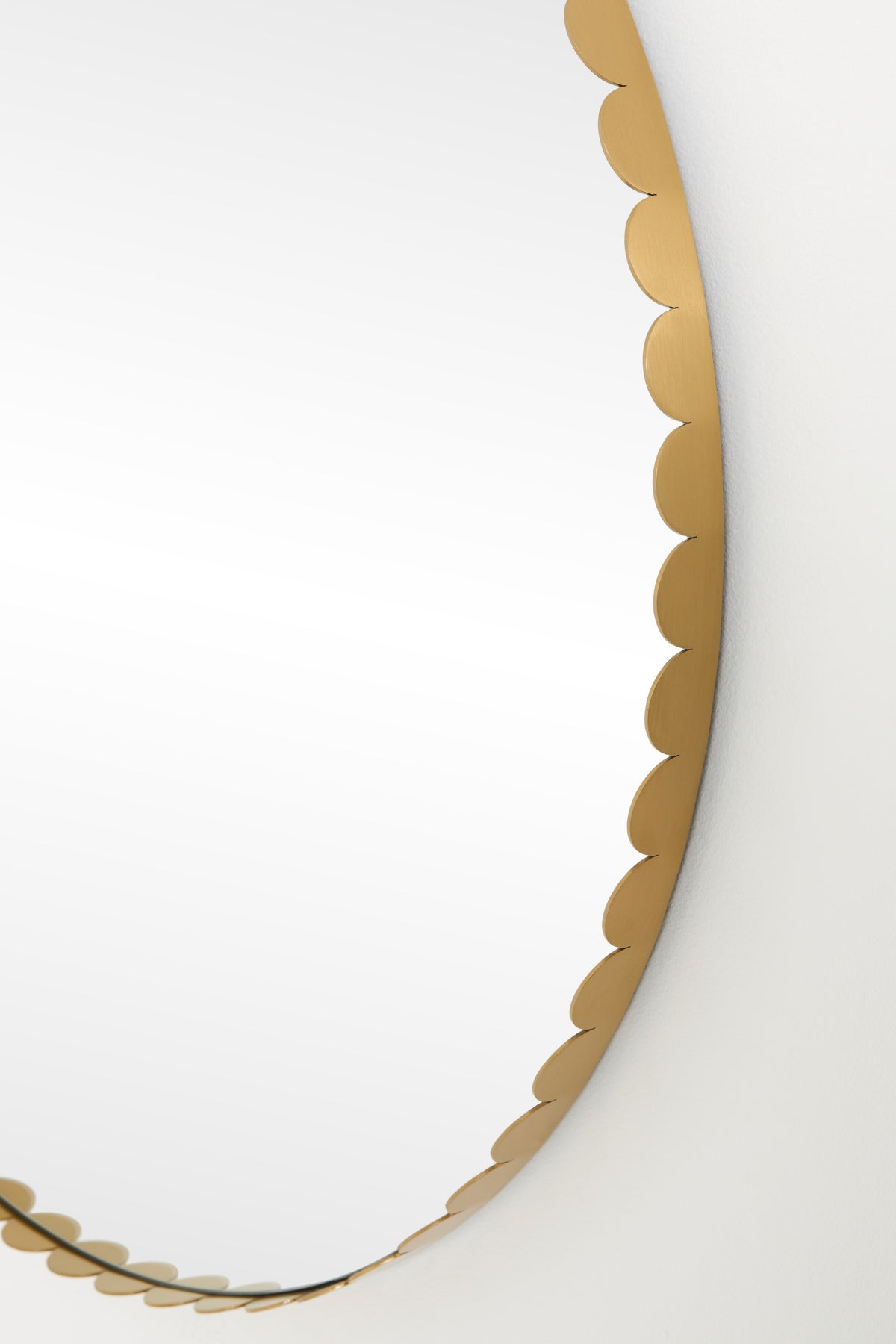 Krona Scalloped Gold Metal Round Wall Mirror in 070 Gold, product view 2