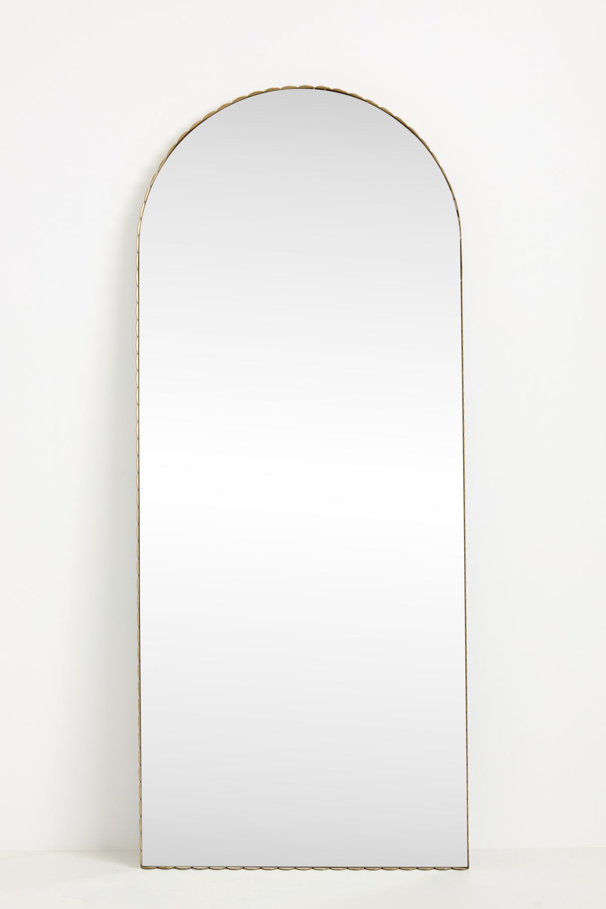 Krona Scalloped Gold Metal Arch Floor Mirror in 070 Gold, product view 1